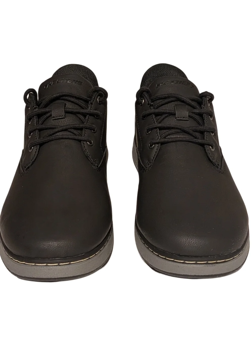Skechers Men's Black Casual Lace-Up Oxford with Gray Contrast Sole